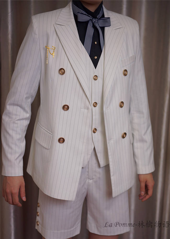 Stripe Series -Ouji Lolita Full Set [--Coat + Vest + Short Pants --]