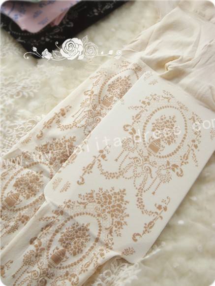 Elegant Vintage Droplight Prints Lolita Tights - IN STOCK