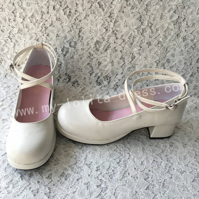 Black Crossed Straps Lolita Shoes