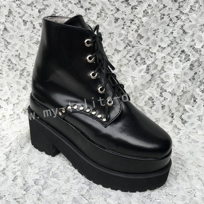 Gothic Matte Black Lolita Heels Shoes