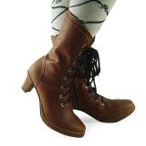 Coffee Straps Lolita Heels Boots
