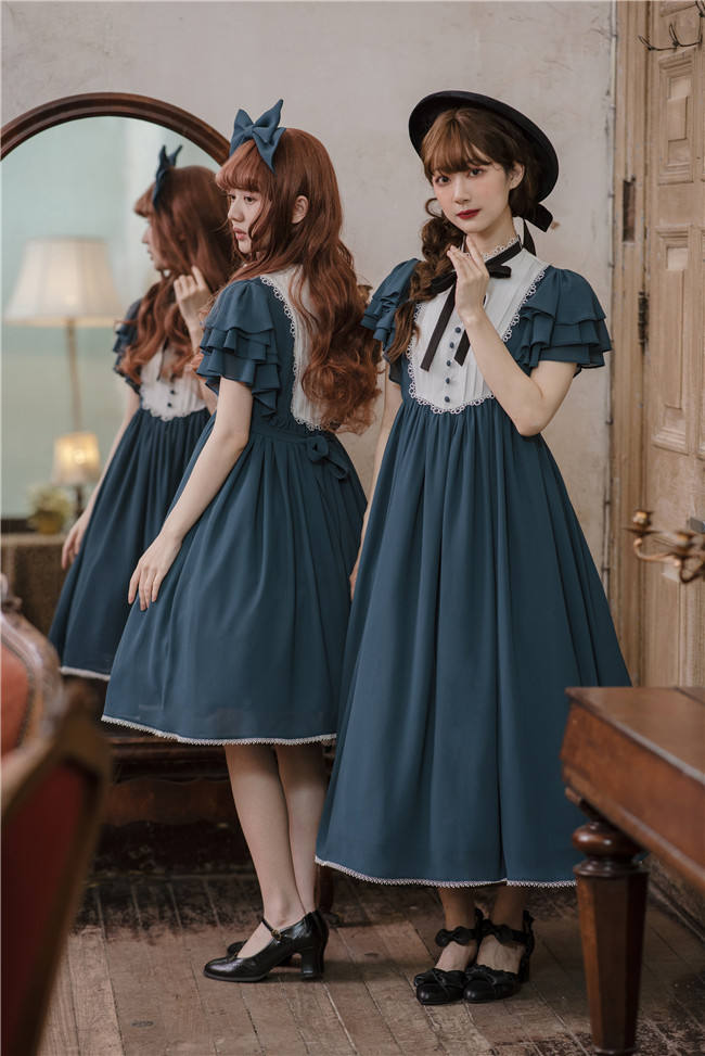 Memory of Floria~ Vintage Lolita OP Short/Long Version-Ready Made