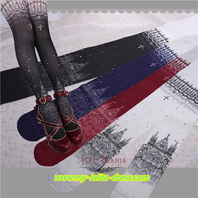 Hakodate Church~ Gothic Double-sides Printed Lolita Tights