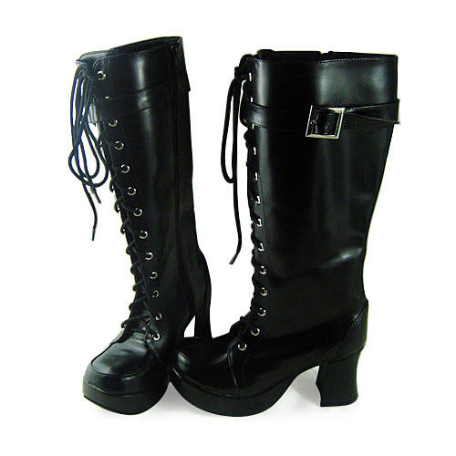 Black High Heels Straps Lolita Boots