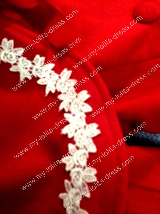Lolita Coat with Fur Collars Removable Cape - Pink Sweet Red Christmas Wine Size S - In Stock