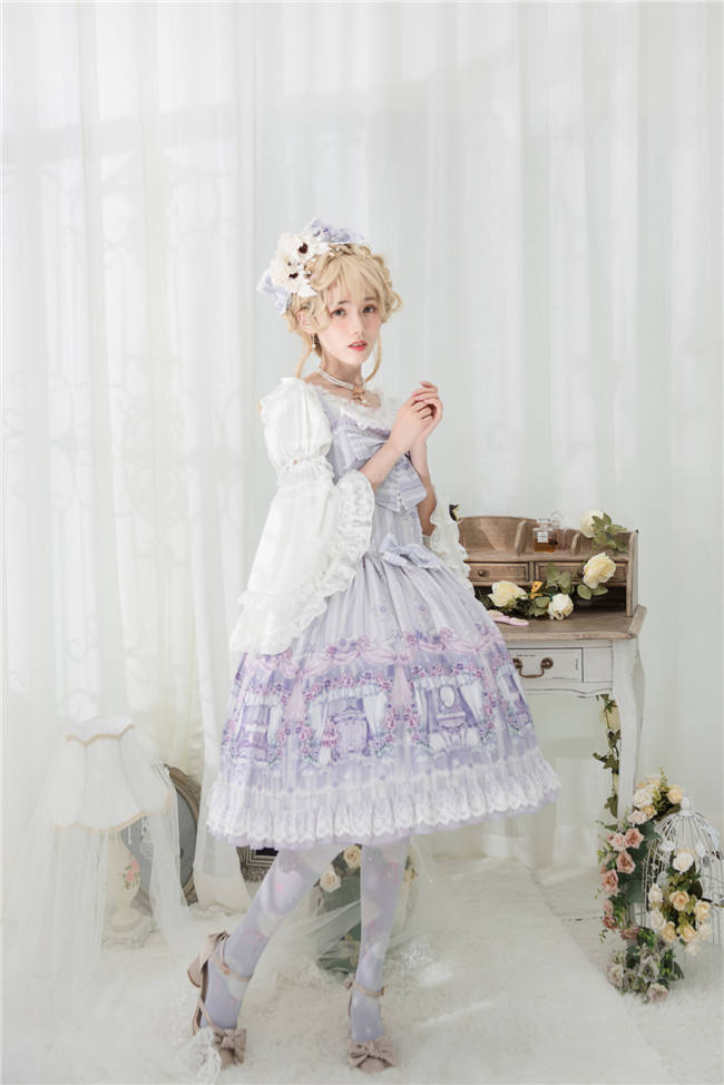 Maid's room~ Sweet Printed JSK Dress+Headbow -Ready In Stock