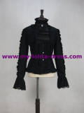 Black Gothic Shirt Cotton Lace Ruffles off
