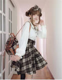 Tommy Bear ~Brown Gingham Fake Two-pieces Lolita OP -OUT