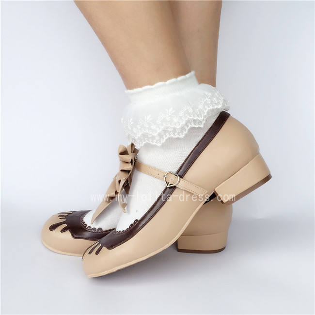 Sweet Black With Coffee Lolita Heels Shoes