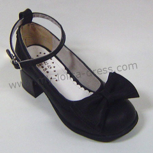 Black PU Bow Lolita Shoes