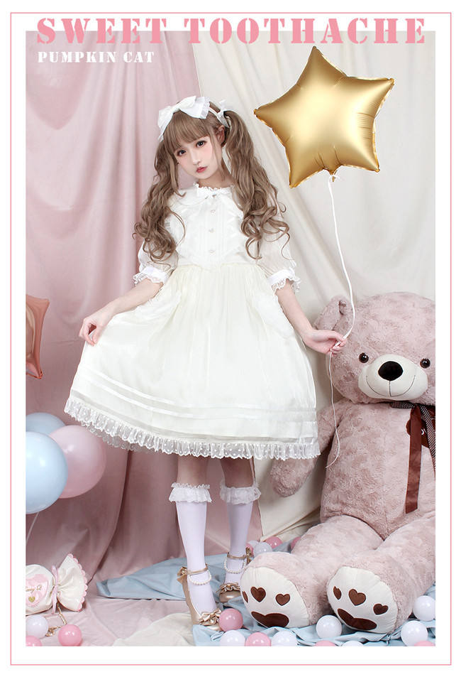 Pumpkin Cat Lolita ~Sweet Toothache~ Lolita OP -Ready made