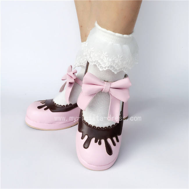 Sweet Black With Coffee Lolita Heels Shoes