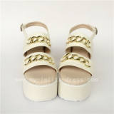 High Platform White Matte Lolta Sandals