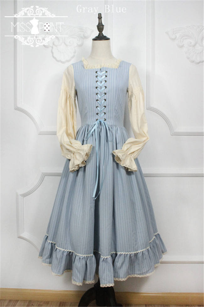 Alpine Maiden~ Vintage Stripe OP Dress -Pre-order