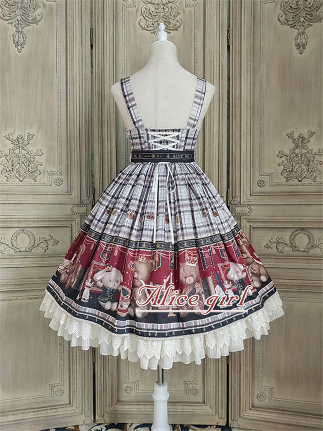 Alice Girl ~Gingham Teddy Lolita JSK -Pre-order