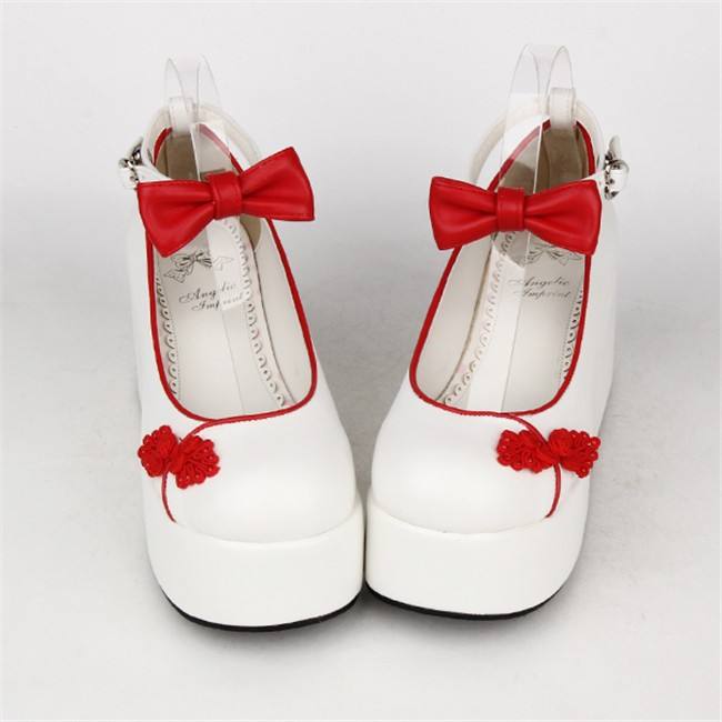 Angelic Imprint- Elegant Bow Embroidery Round/Square Heels Qi Lolita Shoes