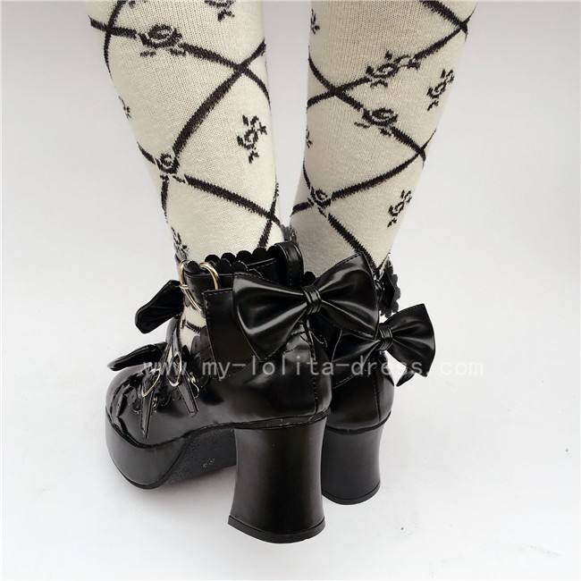 White Pink Square Heel Lolita Footwear