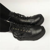 Black Real Leather Lolita Boots O