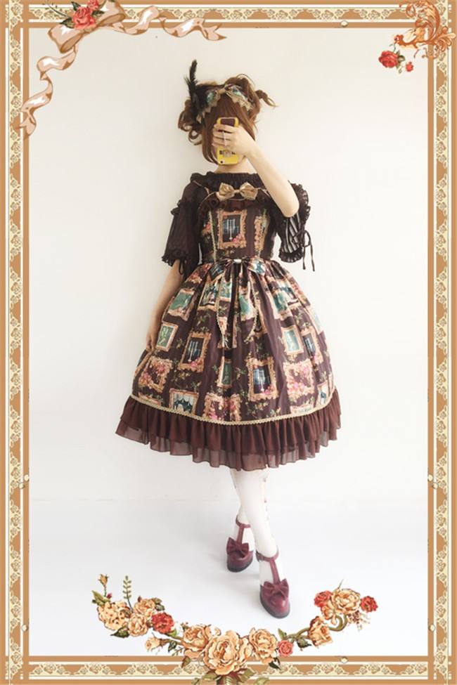 Still Life Picture Frame~ Lolita Printed JSK Dress -out