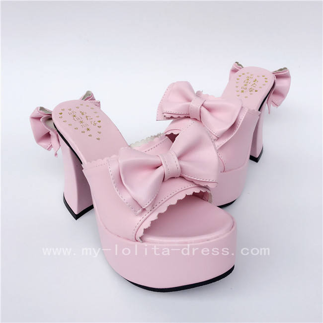Sweet Pink Square Heels Lolita Sandals