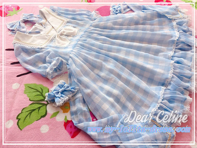 Fruit Sugers In Summer Gingham Lolita OP - Ready MADE