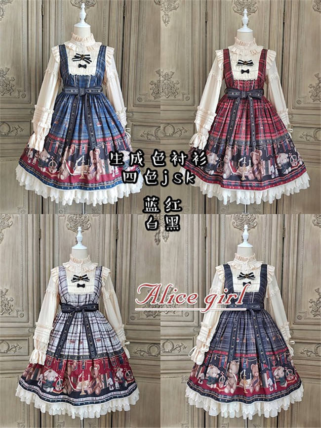 Alice Girl ~Gingham Teddy Lolita JSK -Pre-order