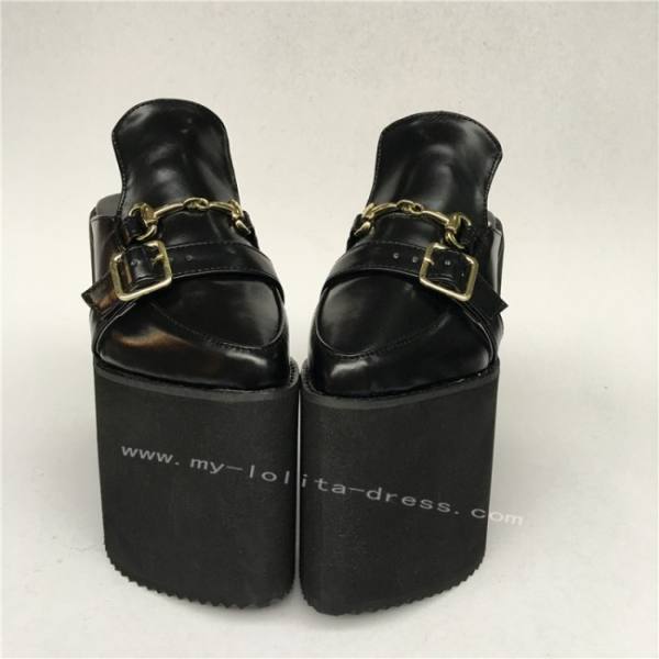 High Platform Black Matte Lolita Sandals