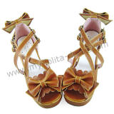 Light Coffee Bows Lolita Summer Sandals