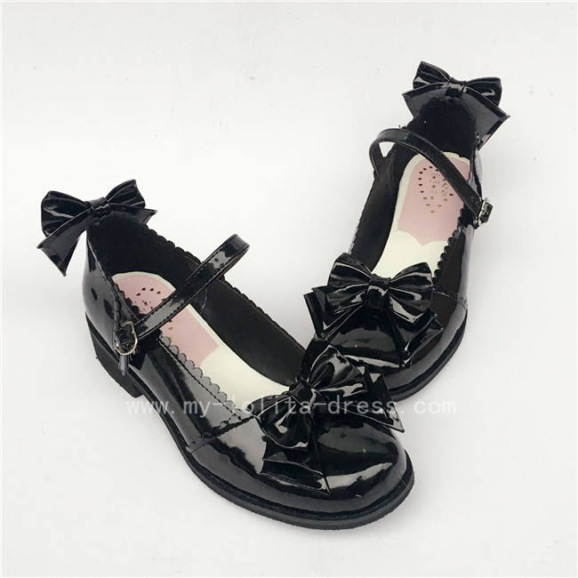 Light Coffee Bows Lolita Shoes
