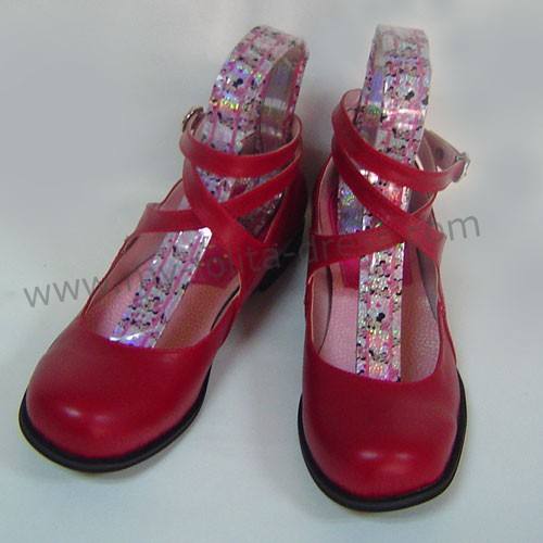 Wine Red PU Crossed Straps Shoes