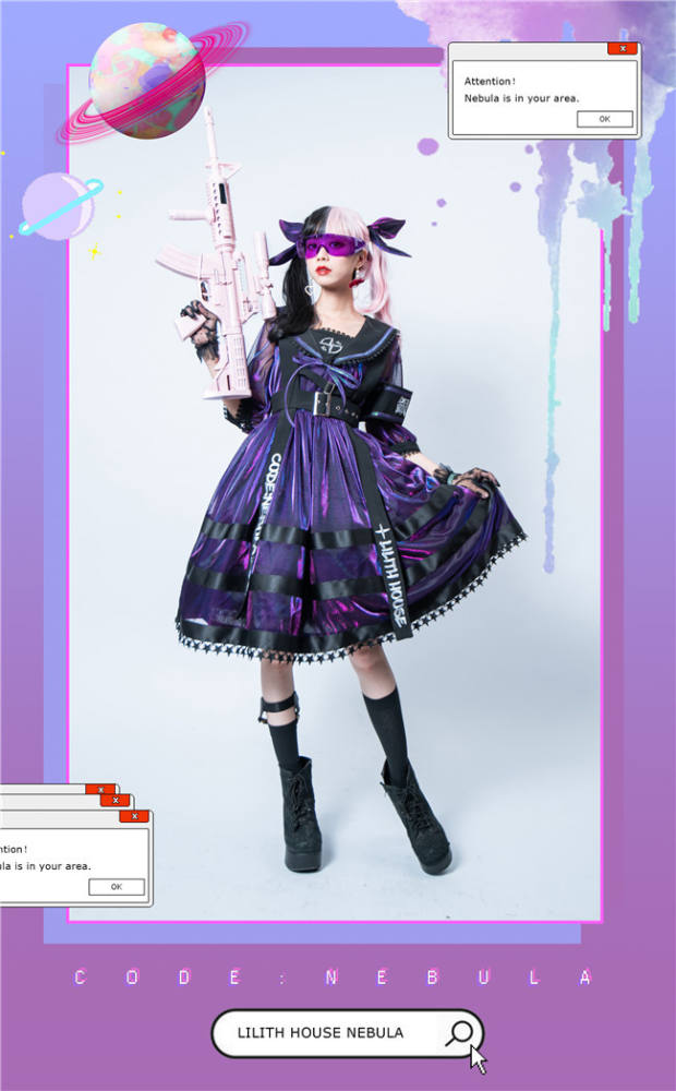 Lilith House ~NEBULA Punk Style Lolita OP -Ready Made