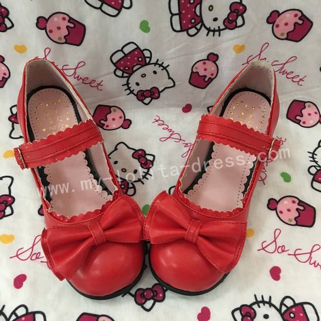 Black Bow Hearts Lolita Shoes