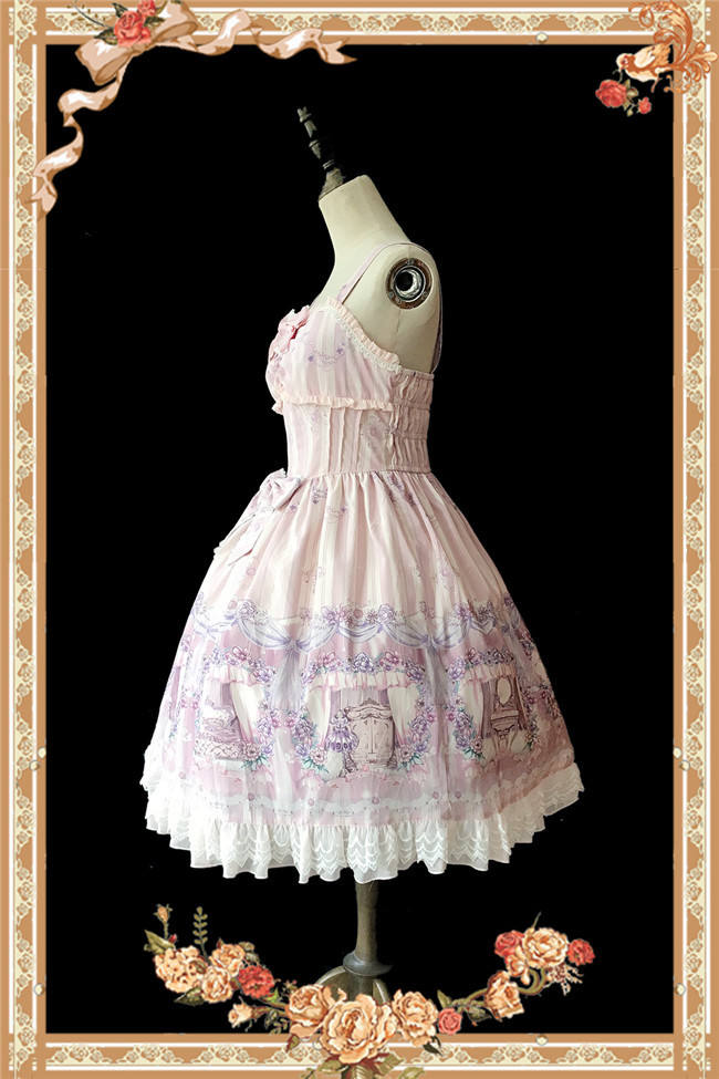 Maid's room~ Sweet Printed JSK Dress+Headbow -Ready In Stock