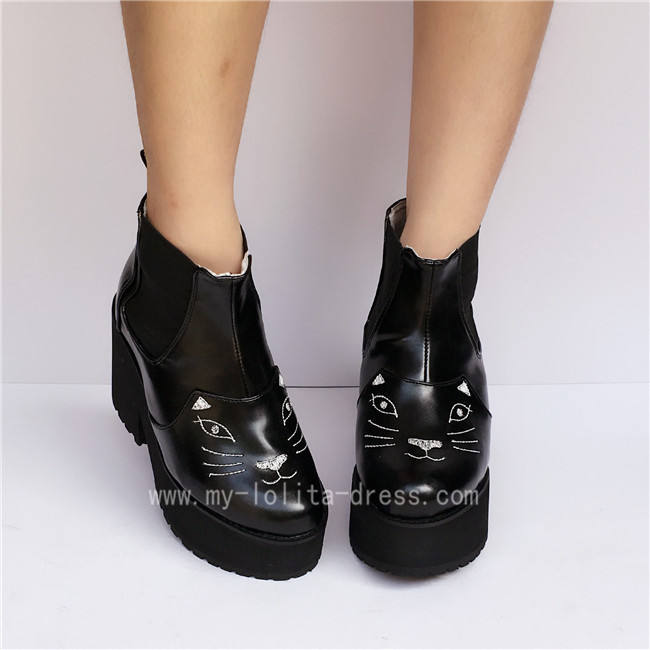 Gothic Black Matte Lolita Boots