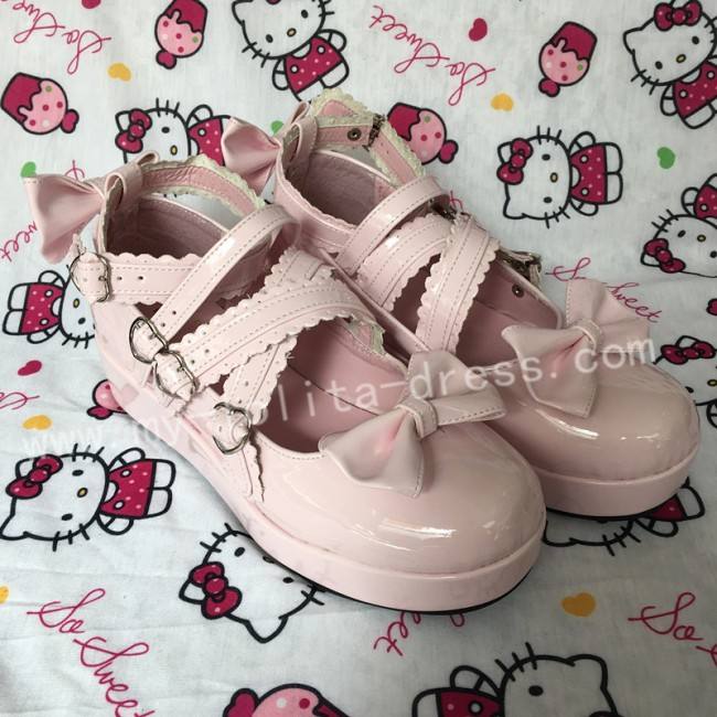 Purple Bow Straps Lolita Platform Shoes