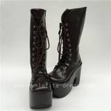 Beautiful Silver Spades Lolita Middle Shaft Boots