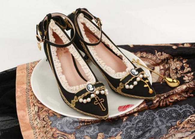 Rose Cross~ Versailles ~ Satin PU Lolita Shoes - Ready Made
