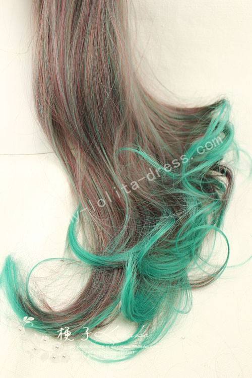 65cm Purple Green Curls Lolita Wig