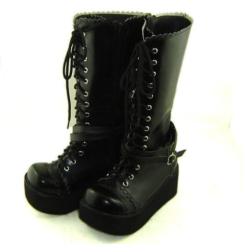 Black Straps High Platform Lolita Boots