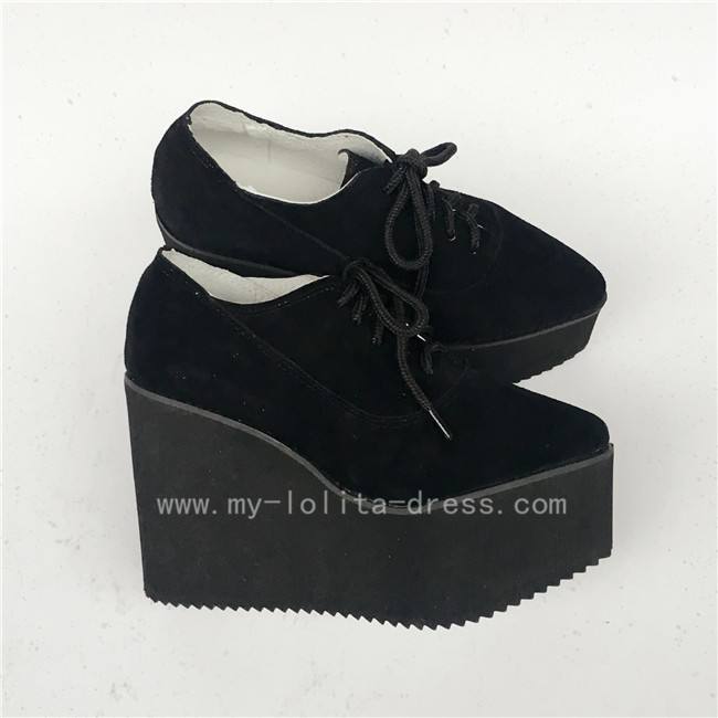 Black Velvet Lolita High Platform Lolita Shoes
