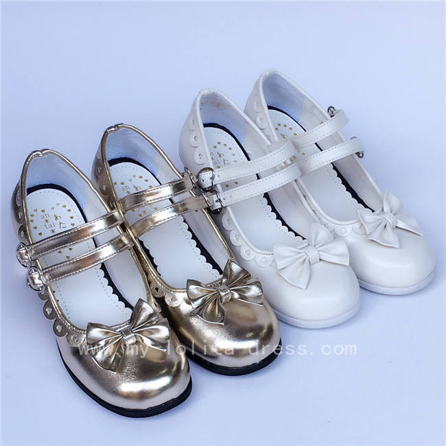 Double Straps Lolita Bows Shoes