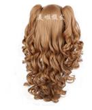Golden Cake Roll Shaped Lolita Mid-length Wig With Sweet Two Ponytails