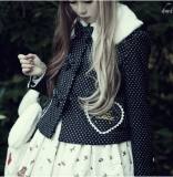 Black White Dots Bows Lolita Short Winter Coat