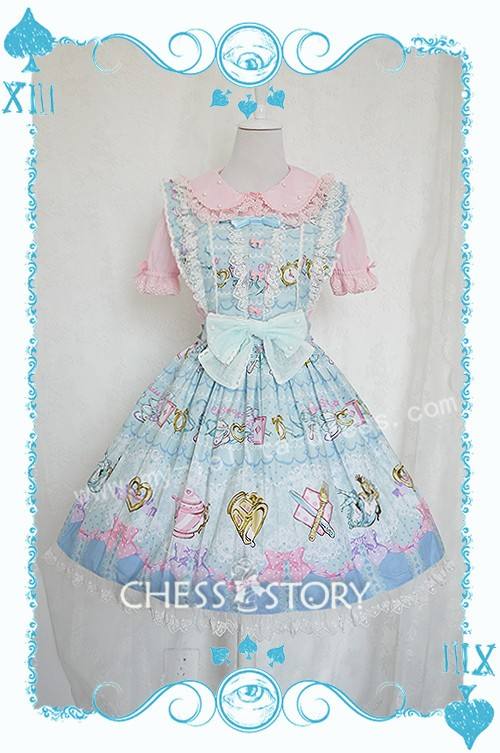 Chess Story Alice's Mad Tea Party Sweet Lolita Salopette