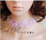 Sweet Pink Rose Lace Lolita Necklace-out