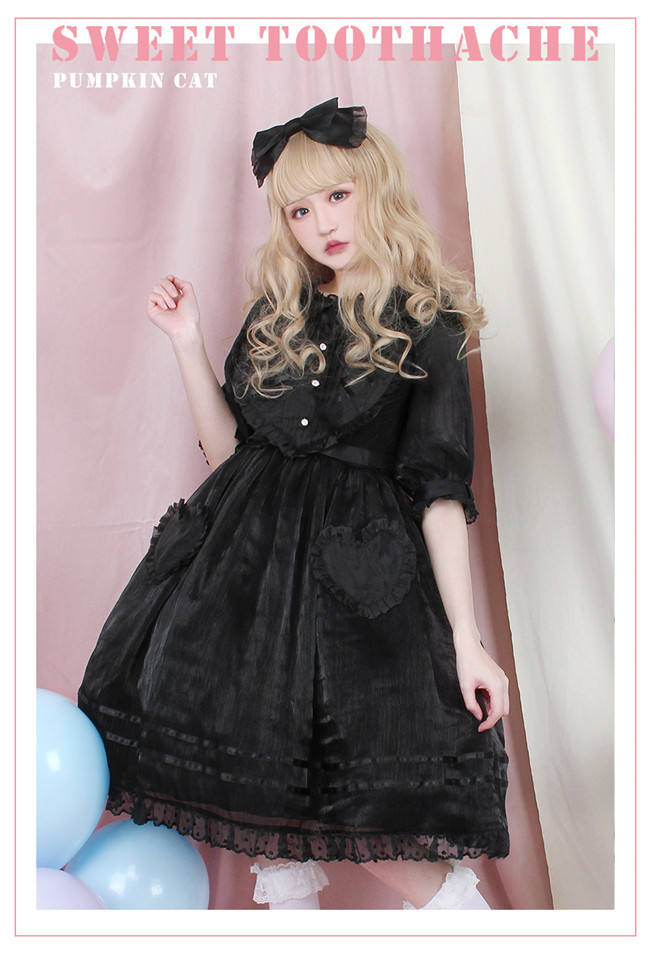 Pumpkin Cat Lolita ~Sweet Toothache~ Lolita OP -Ready made