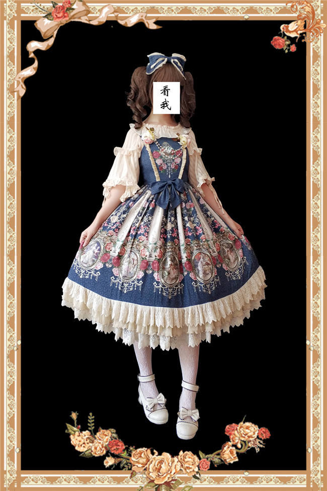 Royal Mural~ Sweet Lolita Printed JSK+Headbow-Ready Made
