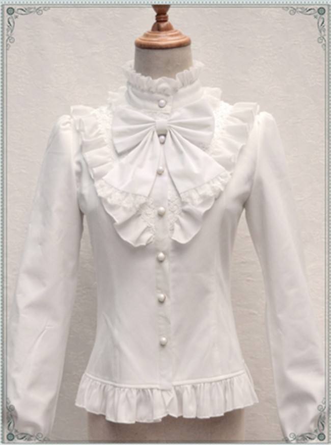Vintage Thickening Thermal Stand Collar Lolita Blouse