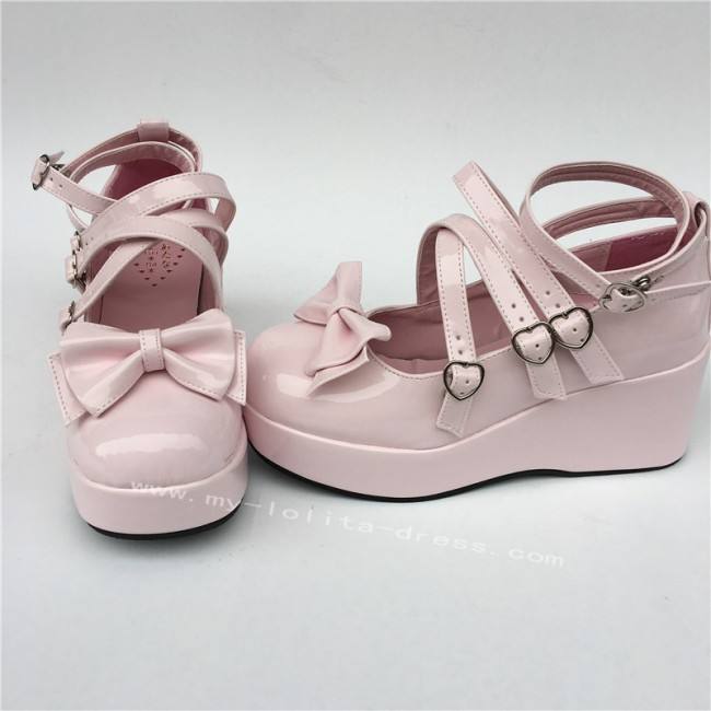 Purple Bow Straps Lolita Platform Shoes