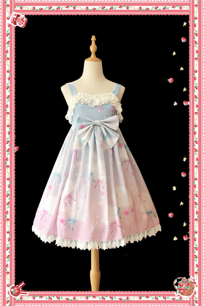 Rainbow Marshmallow~ Sweet Lolita Printed JSK Navy Blue Size S - In Stock